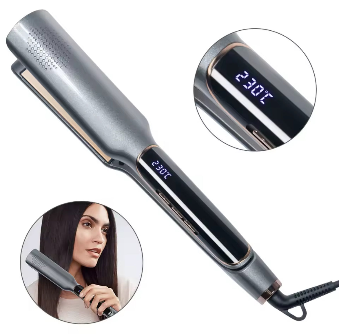 Lisseur à cheveux réglable avec affichage LED